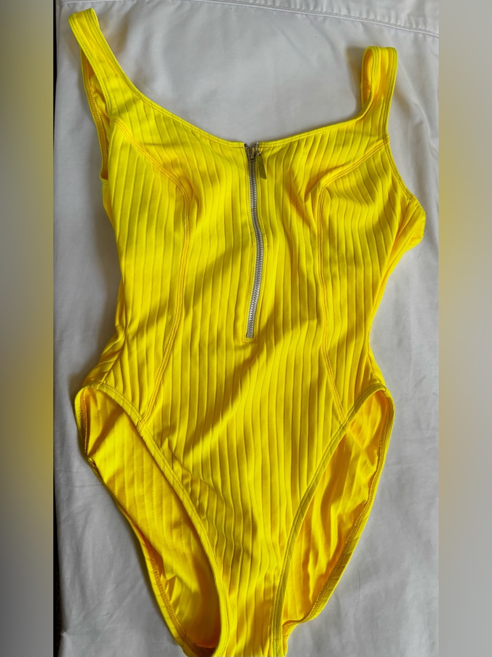 La Blanca Nein Yellow Ribbed One-Piece with Front Zip